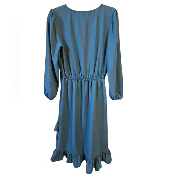 Laundry by Shelli Segal Faux Wrap Ruffled Hem Midi Dress 6 - Picture 5 of 9